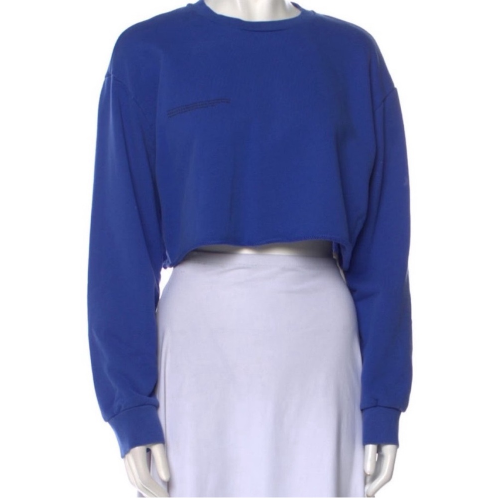 Pangaia Blue Women's Cropped Sweatshirt SzM Cool Girl Grunge Streetwear